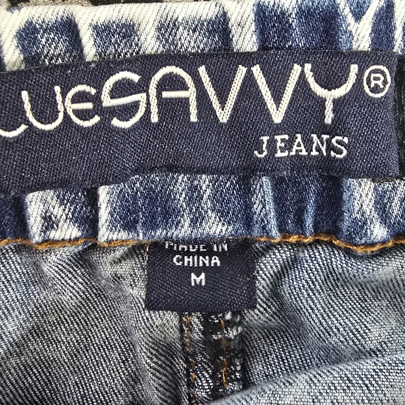 Blue Savvy Jeans Denim Destructed Skirt Size Medium Y2K Acid Wash - Picture 8 of 8